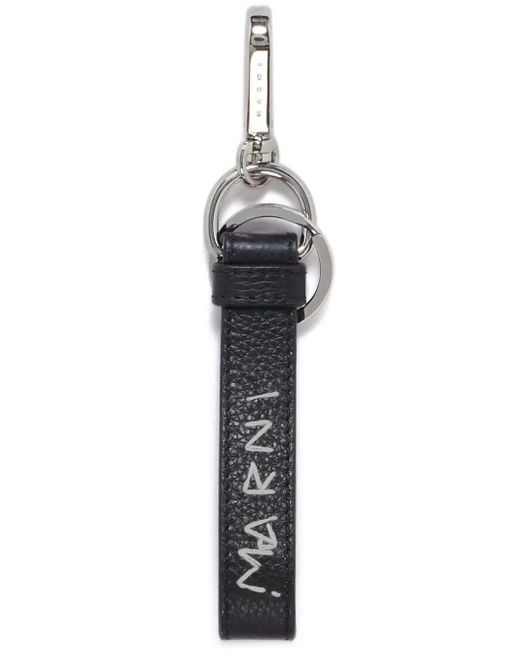 Marni Blue Leather Keyring With Mending-Embroidery for men