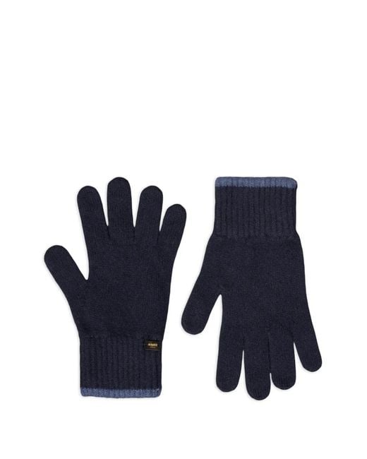 Moorer Blue Easton-Cws Ribbed-Cuff Gloves for men