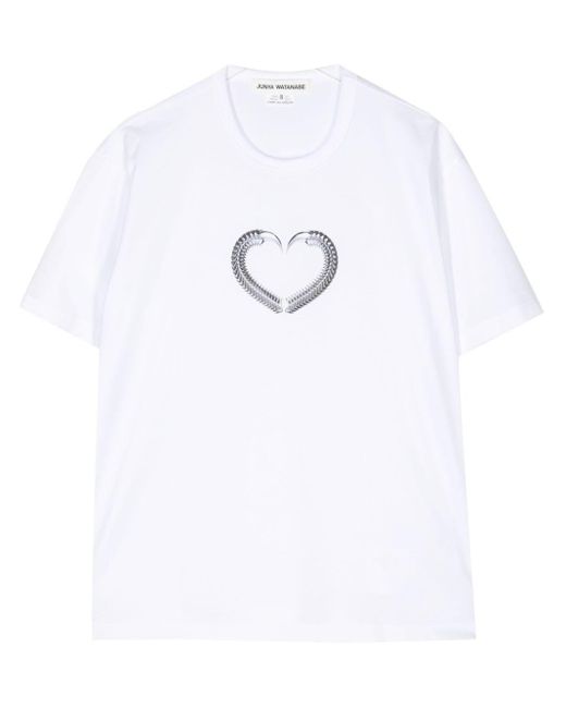 Junya Watanabe White Graphic-print Cotton T-shirt