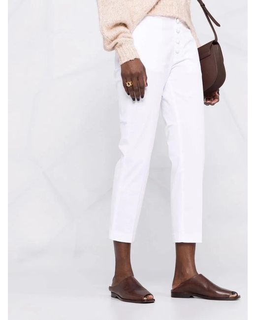 Dondup White Button-Down Straight-Leg Trousers