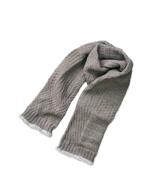 yahae Gray Mixed-Knit Scarf