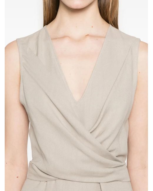 Brunello Cucinelli Natural Wrap-Effect Midi Dress