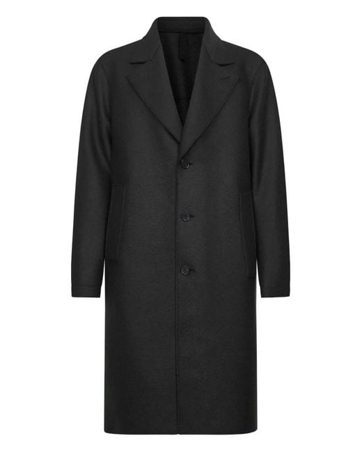 Harris Wharf London Black Three-Button Wool Coat for men