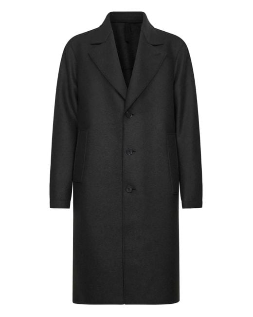 Harris Wharf London Black Three-Button Wool Coat for men