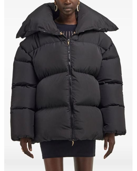 Roberto Cavalli Blue High-Collar Puffer Jacket