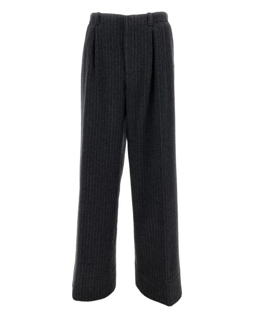 DURAZZI MILANO Black Pinstripe Pleated Trousers