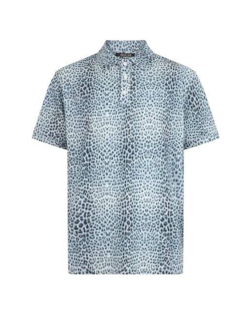 Roberto Cavalli Blue Baby Jaguar Polo Shirt for men