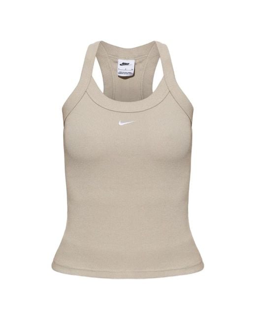 Nike Natural Ribbed-Knit Racerback Top