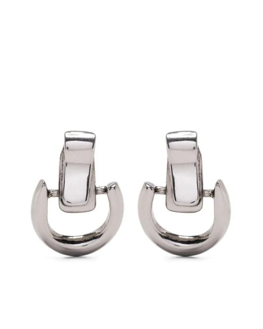 Ermanno Scervino White Half-Hoop Earrings