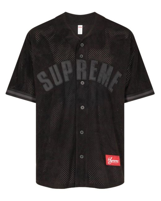 Supreme Ultrasuede Mesh Baseball Jersey in Black | Lyst