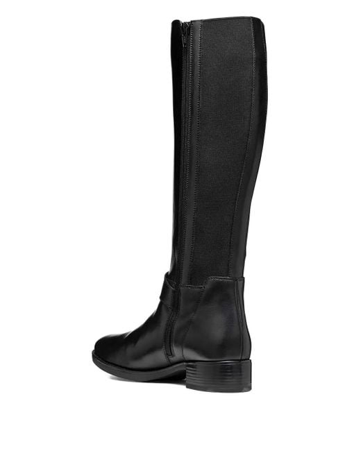 Geox Black Felicity Buckle Leather Boots
