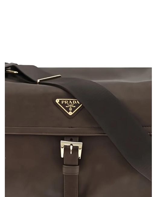 Prada Brown Large Explore Triangle-Logo Tote Bag