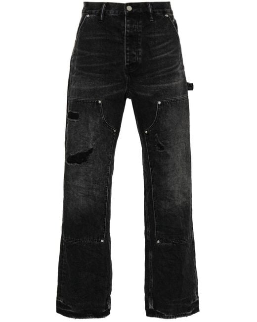 Purple Brand Rived-detail Straight-leg Jeans in Black for Men