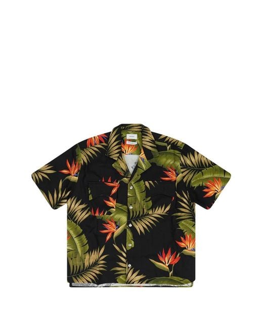 Rhude Green Buttoned Print Shirt for men