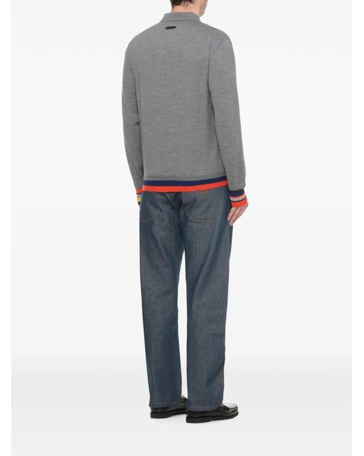 Moschino Gray Wool Polo Shirt for men