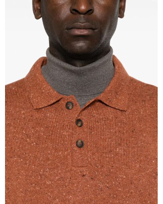 Gran Sasso Brown Button-Down Polo Sweater for men