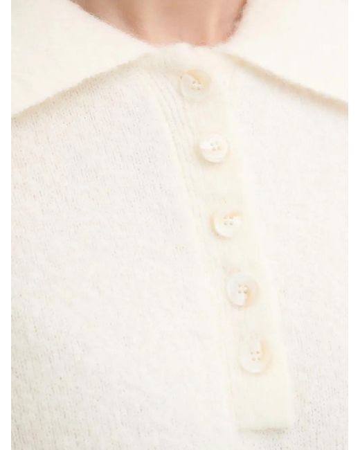 Gestuz White Gzalpha Buttoned Collared Knitwear