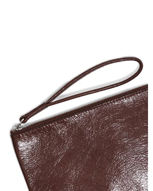 Bimba Y Lola Brown Wristlet Zip Cow Leather Wallet