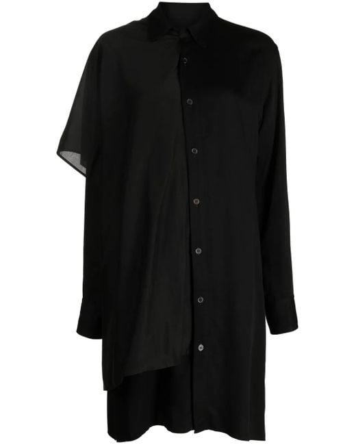 Yohji Yamamoto Black Satin Stole Shirtdress
