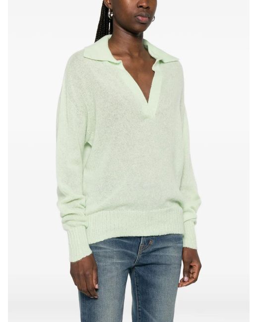 Tom Ford Green V-Neck Collared Sweater