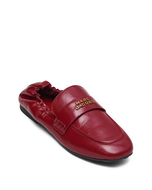 Marc Jacobs Red Logo-Plaque Leather Loafers