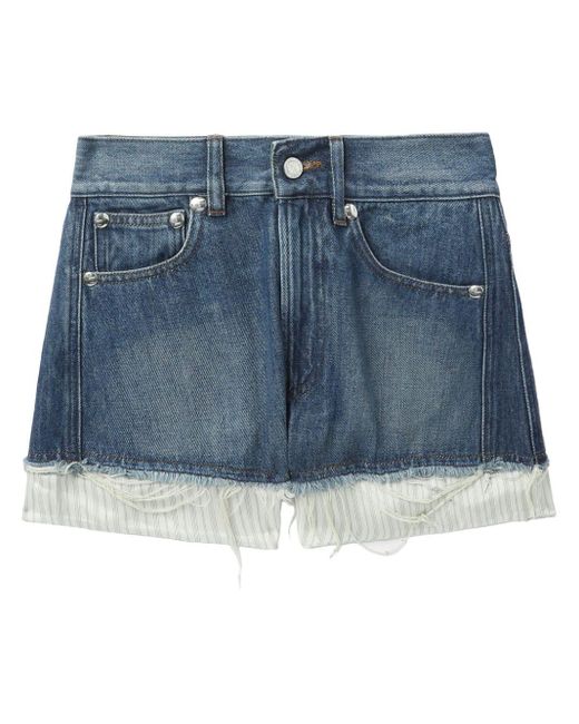 A.P.C. Blue Jeans-Shorts im Layering-Look
