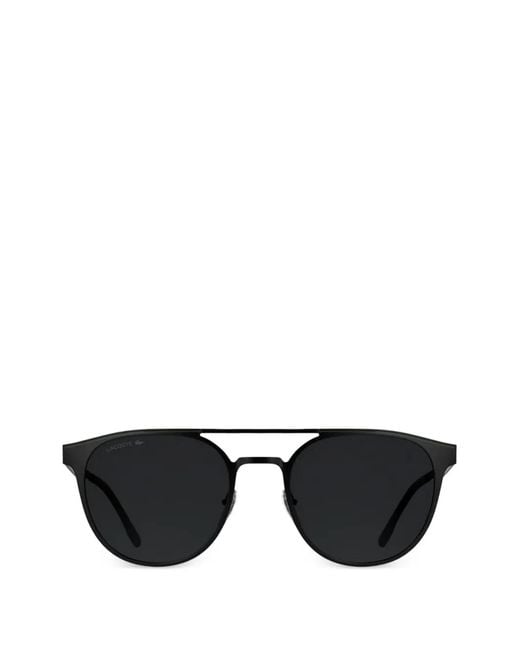 Lacoste Black Double-Bridge Round-Frame Sunglasses