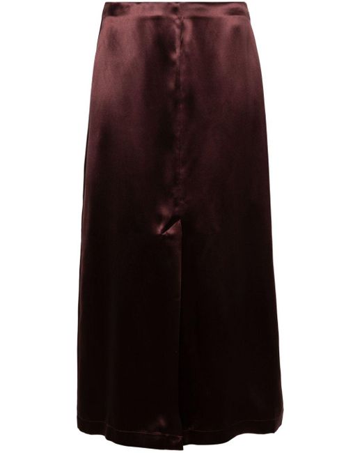 Loulou Studio Purple Lys A-line Satin Midi Skirt