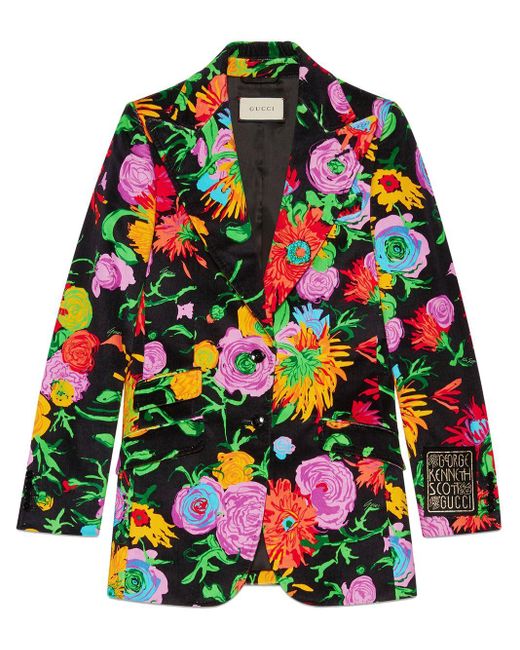 Gucci Multicolor X Ken Scott Floral Velvet Blazer