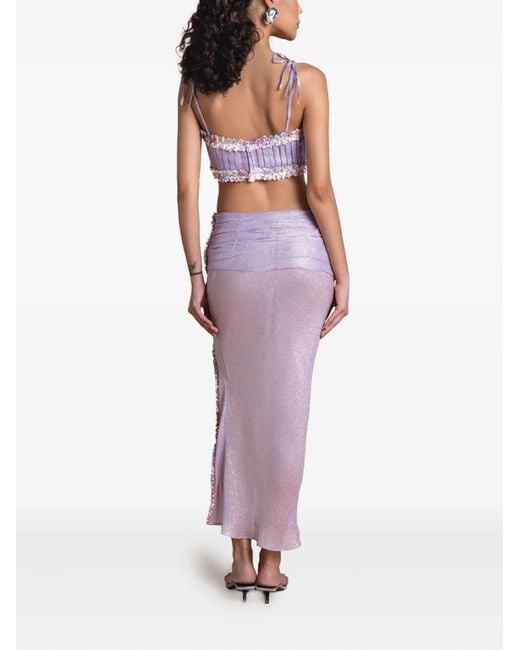 SANA OSMANI Purple Agor Sequin Tie Top