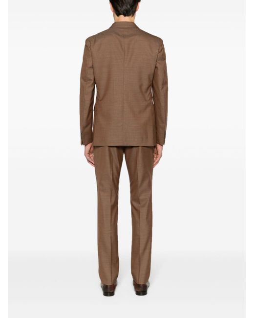 Tagliatore Brown Double-breasted Virgin Wool Suit for men