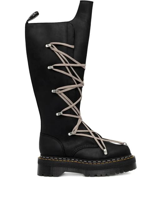 Dr. Martens Black 1B60 Quad Sole Pentalace Leather Boots