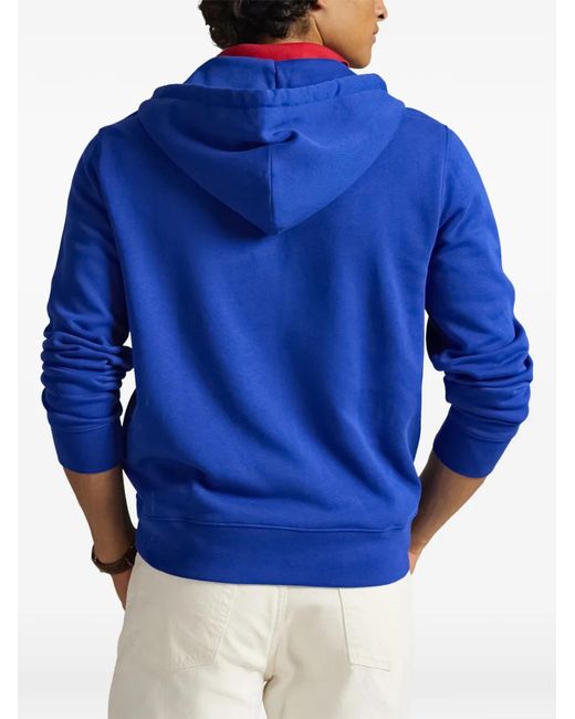 Polo Ralph Lauren Blue Bear-Embroidered Zip-Up Hoodie for men