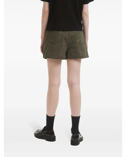 B+ AB Green Distressed-Effect Panelled Shorts