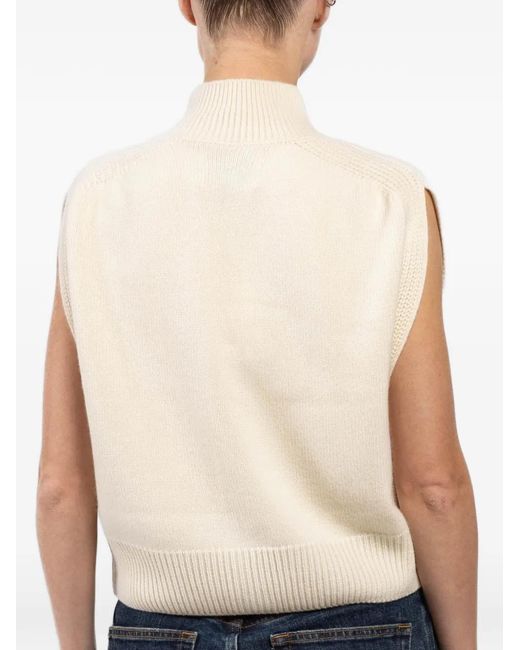 Sa Su Phi Natural Zip-Up Sleeveless Cardigan