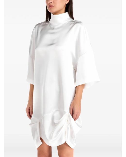 IRO White Draped High-Neck Mini Dress