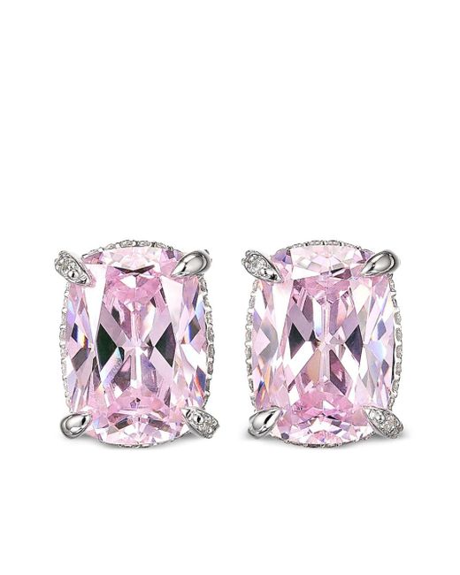 Anabela Chan Pink 18kt White Gold Vermeil Wing Diamond Earrings