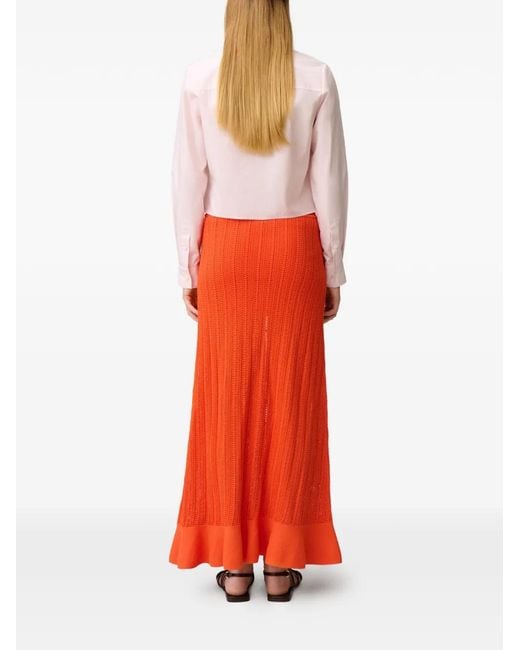 Claudie Pierlot Red Button Knitted Skirt