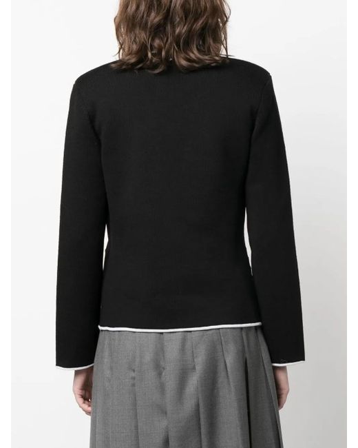 Thom Browne Black Contrasting-Trim Collarless Jacket