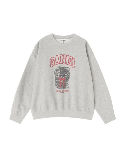 Ganni White Margot Kitty Organic Cotton Sweatshirt