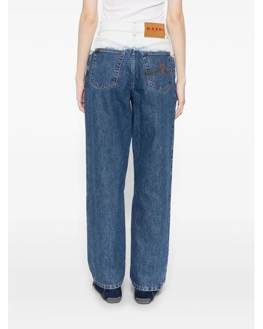Marni Blue Gradient Wide Leg Jeans