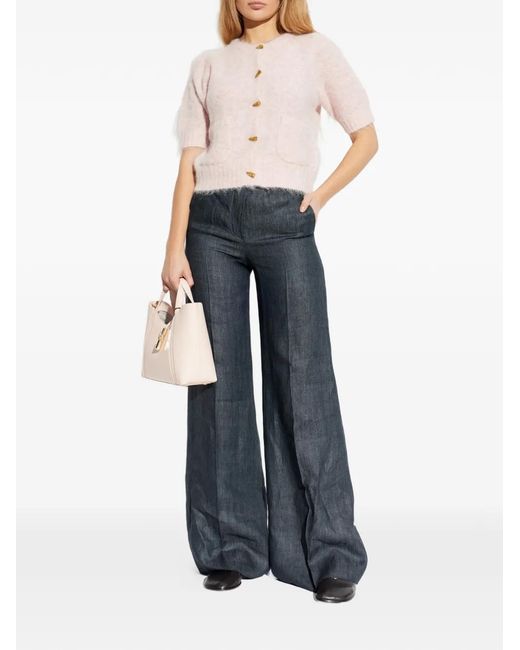Max Mara Blue Deserto Flared Trousers