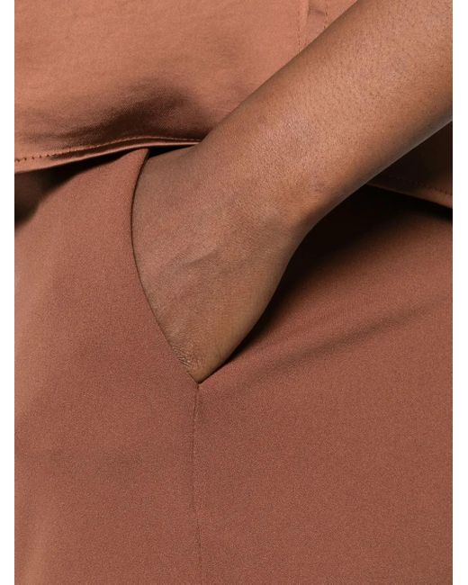 Imperial Brown Button-Fastening Satin-Waistband Trousers