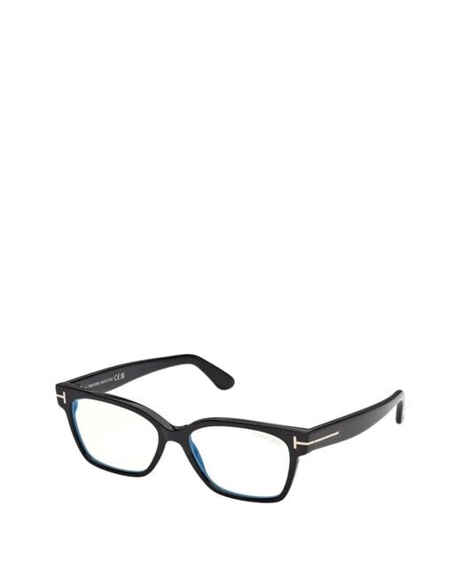Tom Ford Black T-Line Rectangle-Frame Glasses