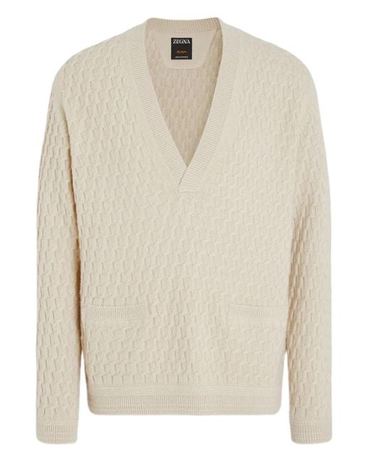 Zegna Oasi Trui Met V-Hals in het White voor heren