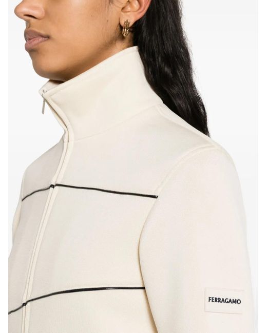 Ferragamo Natural Logo-Patch Track Bomber Jacket