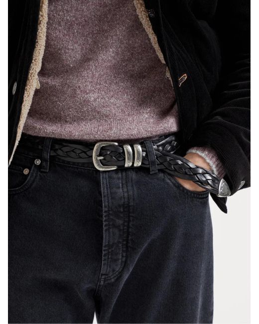 Brunello Cucinelli Black Leather Belt for men
