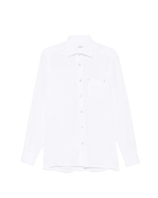 Kiton White Chest-Pocket Shirt for men