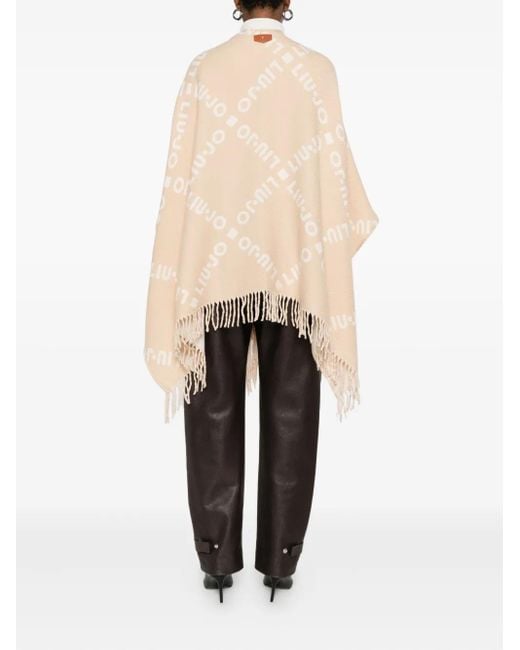 Liu Jo Cape Met Franje En Logopatroon in het White