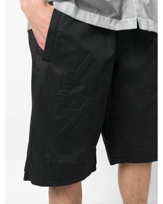 44 Label Group Black Embossed-Logo Knee-Length Shorts for men